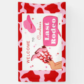 Laatste Rodeo Rood & Roze Uitnodiging Afscheidspar Spandoek (Verticaal)