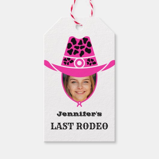 Laatste Rodeo Roze Cowgirl - Aangepaste foto Cadeaulabel (Voorkant)