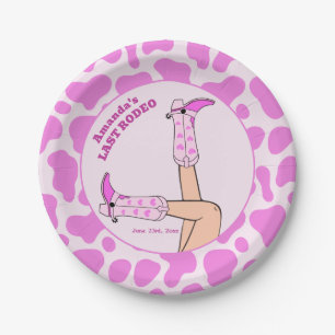 Laatste Rodeo Roze Cowgirl Bruidsdouche Feestje Papieren Bordje
