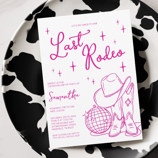 Laatste Rodeo Roze Cowgirl Disco Bachelorette Part Kaart