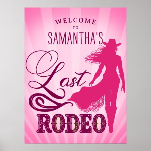 Laatste Rodeo Roze Cowgirl Nash Bash Bach Welkom Poster (Voorkant)