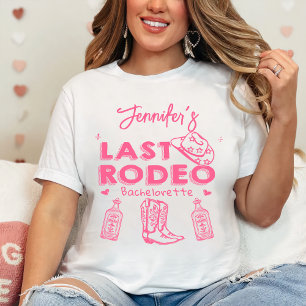 Laatste Rodeo Roze Cowgirl Pet Bachelorette Party T-shirt