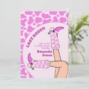 Laatste Rodeo Roze Cowgirl Vrijgezellenfeest Party Kaart