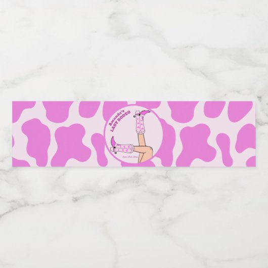 Laatste Rodeo Roze Cowgirl Vrijgezellenfeest Party Waterfles Etiket (Enkel label)