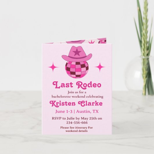 Laatste Rodeo Roze Disco Cowgirl Bachelorette (Voorkant)
