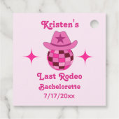 Laatste Rodeo Roze Disco Cowgirl Bachelorette Bedankjes Labels (Achterkant)