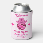 Laatste Rodeo Roze Disco Cowgirl Bachelorette Blikjeskoeler (Blikje Voorkant)