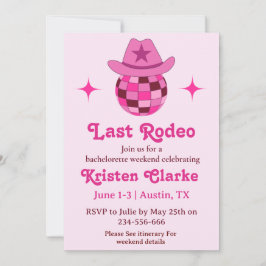 Laatste Rodeo Roze Disco Cowgirl Bachelorette Kaart