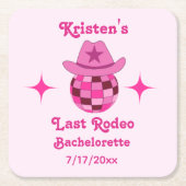 Laatste Rodeo Roze Disco Cowgirl Bachelorette Kartonnen Onderzetters (Voorkant)