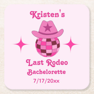 Laatste Rodeo Roze Disco Cowgirl Bachelorette Kartonnen Onderzetters