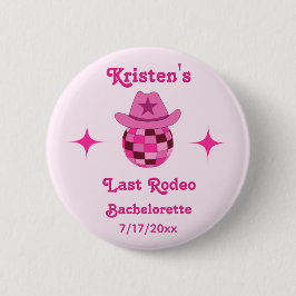 Laatste Rodeo Roze Disco Cowgirl Bachelorette Ronde Button 5,7 Cm
