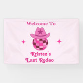 Laatste Rodeo Roze Disco Cowgirl Vrijgezellenfeest Spandoek (Horizontaal)