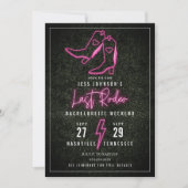 Laatste Rodeo Roze Neon Cowboylaarzen Bachelorette Kaart (Voorkant)