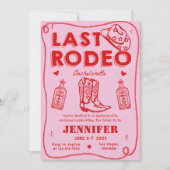 Laatste Rodeo Roze Rode Cowgirl Bachelorette Weeke Kaart (Voorkant)