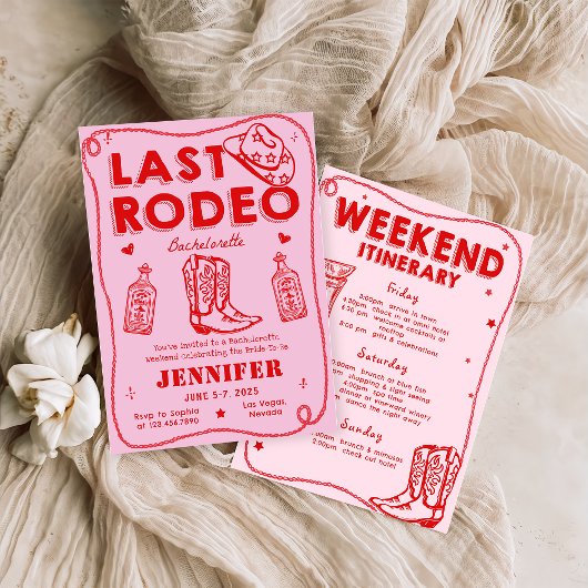 Laatste Rodeo Roze Rode Cowgirl Bachelorette Weeke Kaart