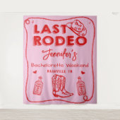 Laatste Rodeo Roze Rood Cowgirl Afscheid Weekend Wandkleed (Voorkant)