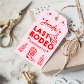Laatste Rodeo Roze Rood Cowgirl Bachelorette Party Cadeaulabel