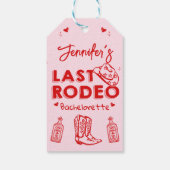 Laatste Rodeo Roze Rood Cowgirl Bachelorette Party Cadeaulabel (Achterkant)