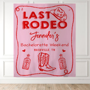 Laatste Rodeo Roze Rood Cowgirl Bachelorette Weeke Wandkleed