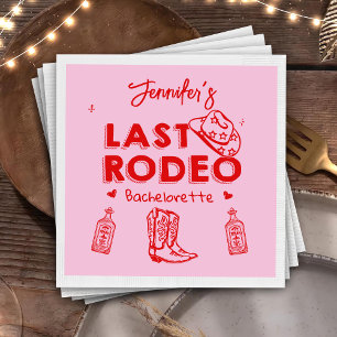 Laatste Rodeo Roze Rood Cowgirl Vrijgezellenfeest Servet