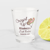 Laatste Rodeo Rustiek Roze Cowgirl Up Bachelorette Shot Glas (Voorkant)