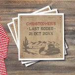 Laatste Rodeo Rustieke Cowboy vrijgezellenfeest Servet<br><div class="desc">Introductie van de laatste rodeo rustieke cowboy vrijgezellenfeest servetten. Ontworpen om uw "Last Rodeo" vrijgezellenfeest perfect aan te vullen, zijn deze servetten het perfecte feestdecoraccessoire om de goede tijden aan het rollen te houden. Elk servet heeft een , verontrustende esthetiek met een Westerne typografie en een duidelijke boodschap: "Last Rodeo."...</div>