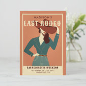 Laatste Rodeo  Terracotta Cowgirl Bachelorette Kaart (Staand voorkant)