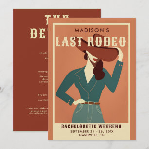 Laatste Rodeo  Terracotta Cowgirl Bachelorette Kaart