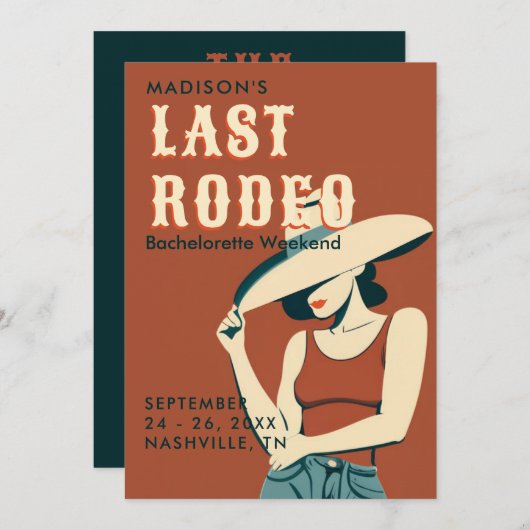 Laatste Rodeo Terracotta vrijgezellenweekend Kaart (Voorkant / Achterkant)
