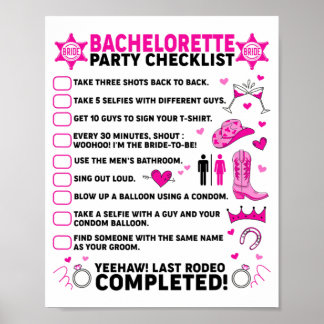 Laatste Rodeo vrijgezellenfeest bruid Western Cowg Poster