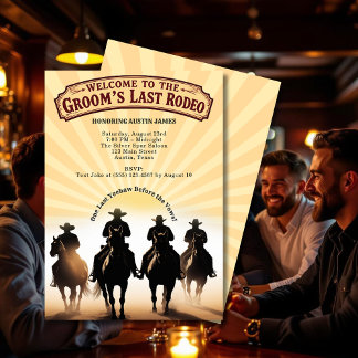 Laatste Rodeo vrijgezellenfeest Cowboys Horses Sun Kaart