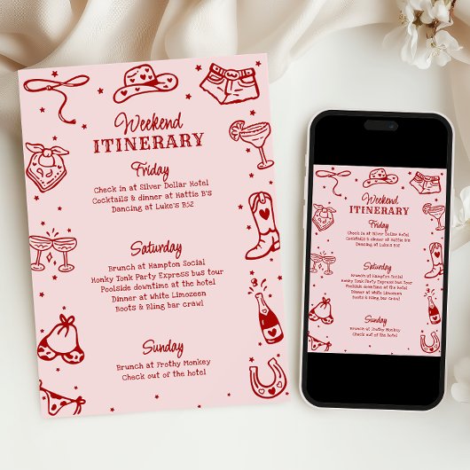 Laatste Rodeo vrijgezellenweekend Reisplan Doodle Kaart