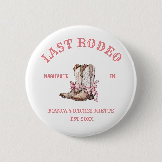 Laatste Rodeo Western Coquette laarzen Bachelorett Ronde Button 5,7 Cm (Voorkant)