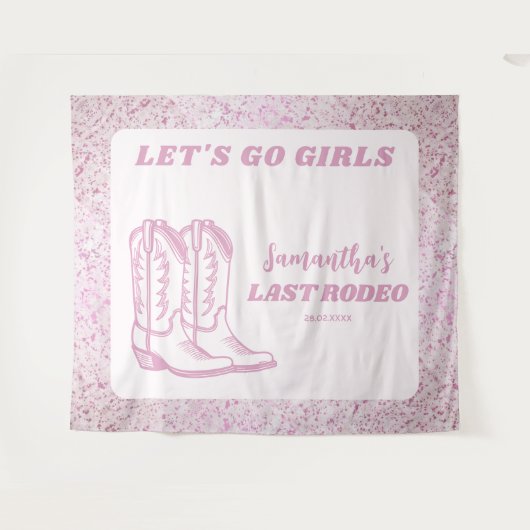 Laatste Rodeo Western Cowgirl Bachelorette Party Wandkleed (Voorkant (horizontaal))