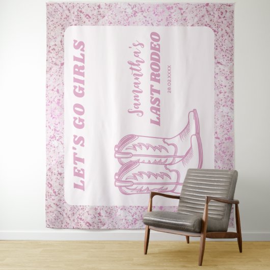 Laatste Rodeo Western Cowgirl Bachelorette Party Wandkleed (In situ)