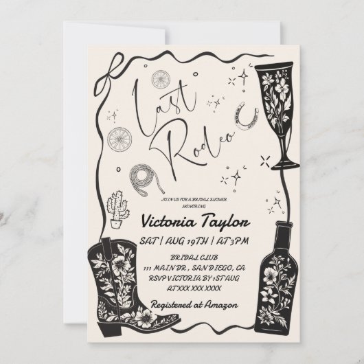 Laatste Rodeo Western Vrijgezellenfeest Kaart (Voorkant)