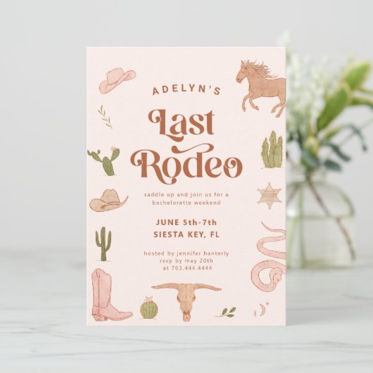 Laatste Rodeo Western vrijgezellenfeest Kaart (Staand voorkant)
