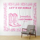 Laatste Rodeo Westerse Cowgirl Bachelorette Feest Wandkleed (In Situ (horizontaal))