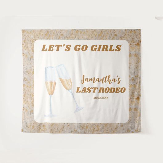 Laatste Rodeo Westerse Cowgirl Bachelorette Feest Wandkleed (Voorkant (horizontaal))