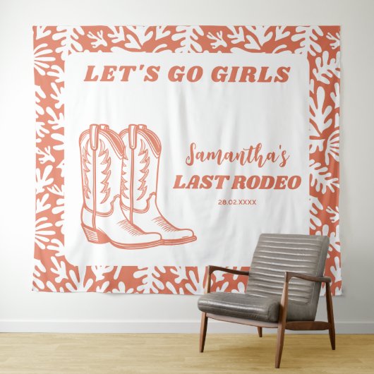 Laatste Rodeo Westerse Cowgirl Vrijgezellenfeest Wandkleed (In Situ (horizontaal))