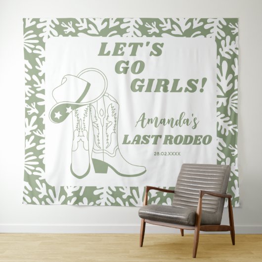 Laatste Rodeo Westerse Cowgirl Vrijgezellenfeest Wandkleed (In Situ (horizontaal))
