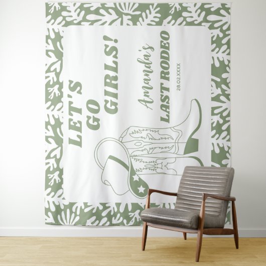 Laatste Rodeo Westerse Cowgirl Vrijgezellenfeest Wandkleed (In situ)