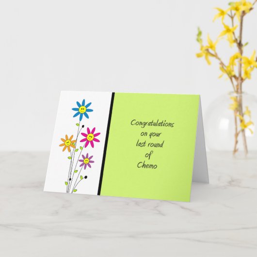 Laatste ronde chemo-felicitaties kaart (Gele Bloem)