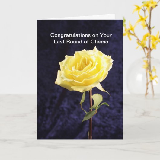 Laatste ronde Chemo Felicitaties Kaart met Roos (Gele Bloem)