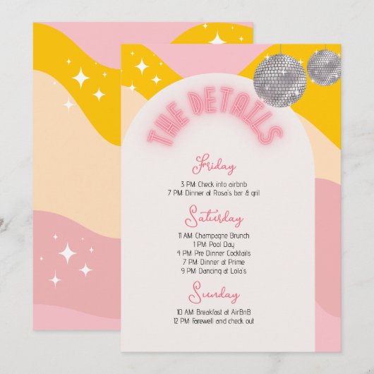 Laatste rondleiding Disco Bachelorette Weekend Kaart (Voorkant / Achterkant)