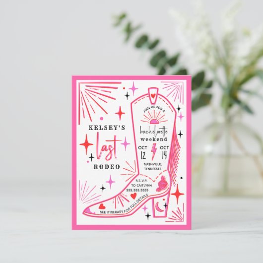 Laatste rondleiding Rodeo Cowgirl Bachelorette Wee Kaart (Staand voorkant)