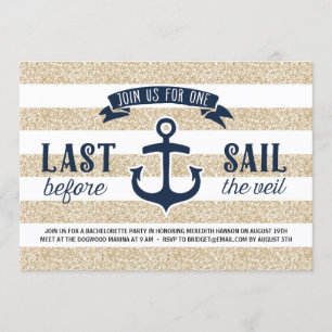 Laatste Sail   Nautical Bachelorette Party Kaart