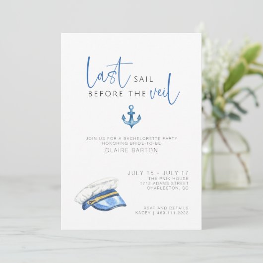 Laatste Sail voor de uitnodiging voor Veil Bachelo (Staand voorkant)