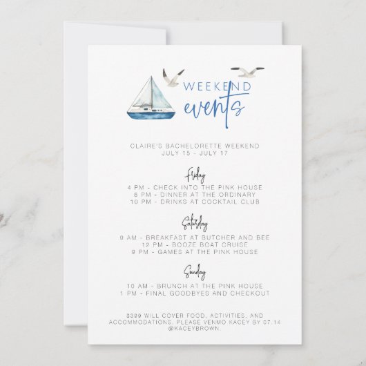 Laatste Sail voor de uitnodiging voor Veil Bachelo (Achterkant)