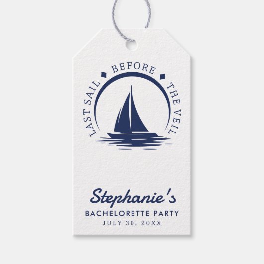 Laatste Sail voor de Veil Bachelorette Party Cadeaulabel (Voorkant)